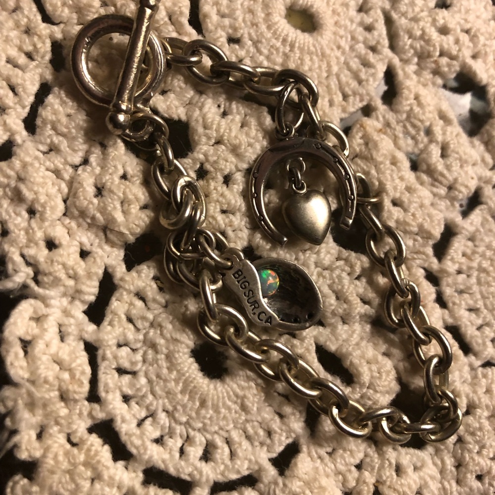 4-sale Vintage Sterling Silver Opal Charm Bracelet- 562 $35 or $30 w/offer
